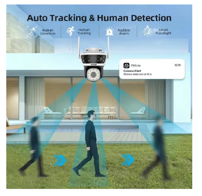 Cámara De Seguridad TRIPLE LENTE Exterior Giratorio 7MP - 855F-4W - App: IPC360 Home