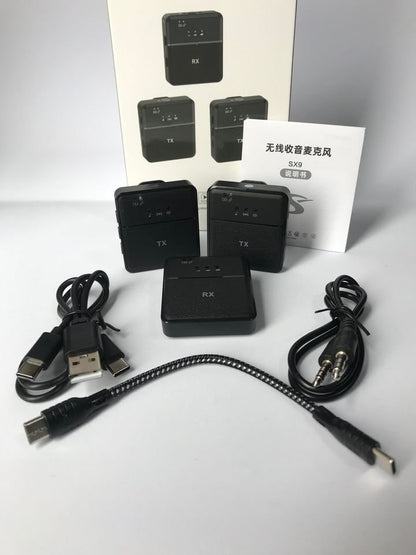 Micrófono inalámbrico solapero 2 en 1 Tipo C y Auxiliar Jack 3.5 mm Doble - MOD: SX9-TC
