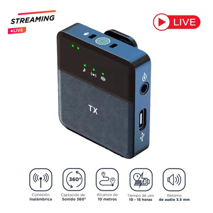Micrófono Inalámbrico Dual 2en1 Tipo Lightning - MOD: SX9-IP