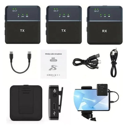 Micrófono Inalámbrico Dual 2en1 Tipo Lightning - MOD: SX9-IP
