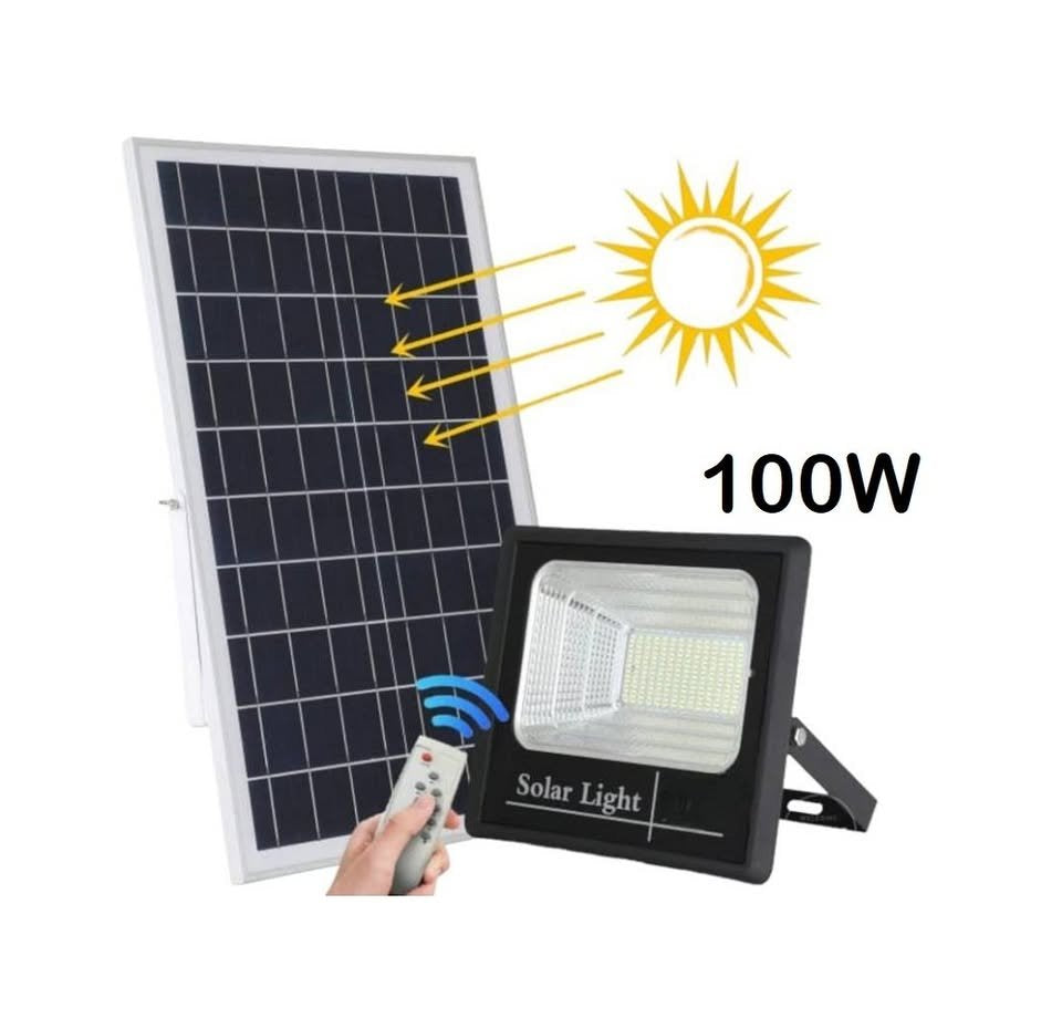 Reflector Solar Led con Panel Solar 100Watts Exteriores SQAB100W