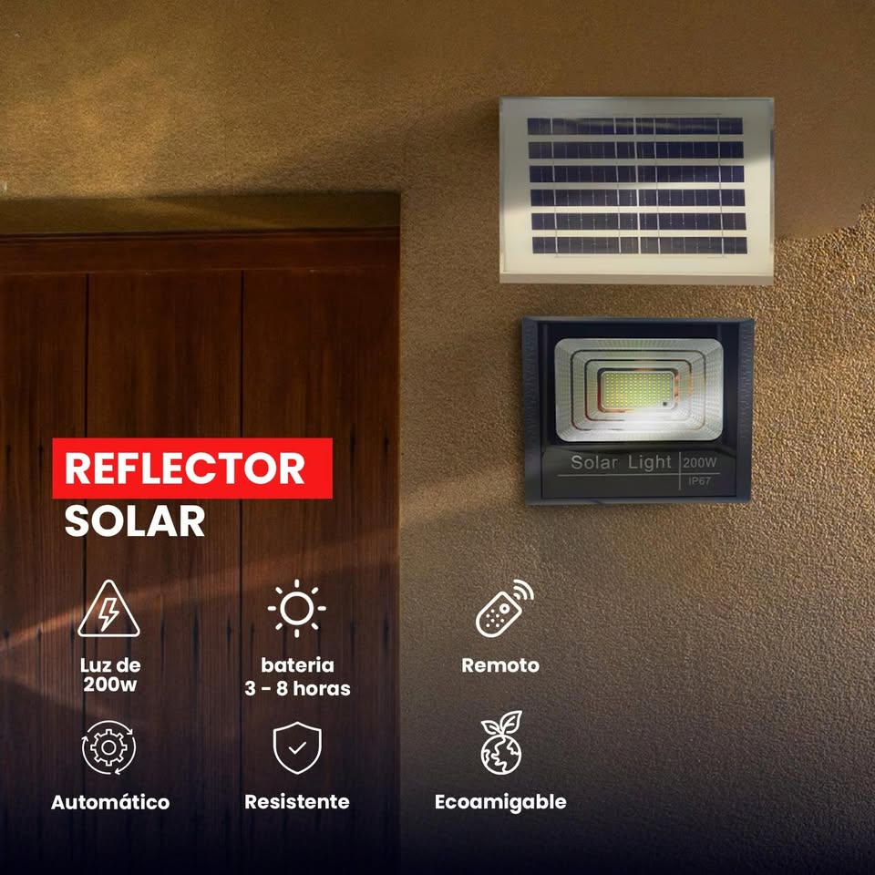 REFLECTOR SOLAR PANEL SOLAR LUZ BLANCA SEGURIDAD EXTERIORES SOLAR LIGHT 200W