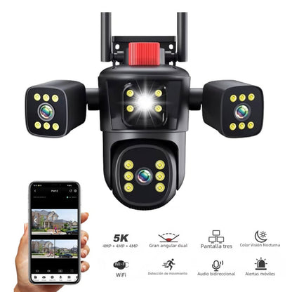 OCTOPUS 3 LENS FULL HD SECURITY CAMERA IPC-849 FLASHLIGHT SIREN - App: IPC360 Home