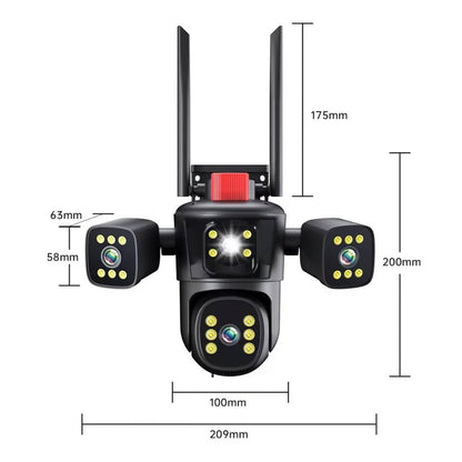 OCTOPUS 3 LENS FULL HD SECURITY CAMERA IPC-849 FLASHLIGHT SIREN - App: IPC360 Home