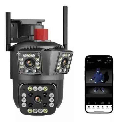 Cámara de Seguridad de 3 Lentes IP66 Wifi Sirena Visión Nocturna LANTUN 7MP - MOD: IPC-839 - App: IPC360 Home