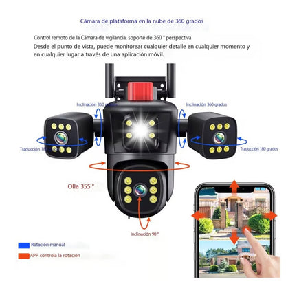 OCTOPUS 3 LENS FULL HD SECURITY CAMERA IPC-849 FLASHLIGHT SIREN - App: IPC360 Home