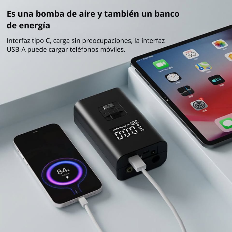 Inflador de Llanta SEISA Compresor de Aire y Luz Led AF-C05