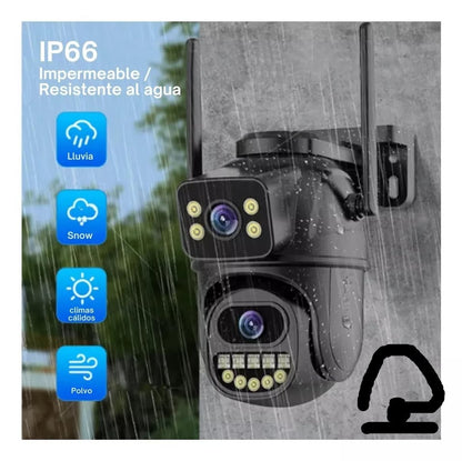 Cámara Seguridad Ptz Wifi Doble Lente Full Hd Visión Noctuna 6MP MOD P28-3K - App: iCSee