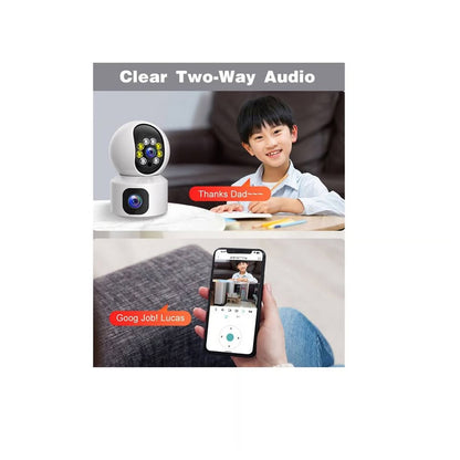 Cámara Interior VESAFE 1080P HD WiFi vigilancia detección movimiento doble lente 4MP MOD AB5600 - App: iCSee