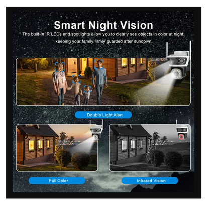 Cámara De Seguridad TRIPLE LENTE Exterior Giratorio 7MP - 855F-4W - App: IPC360 Home