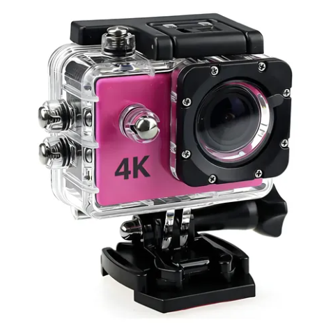 Cámara Deportiva Acuática Baihuo Tipo GoPro 4K Ultra HD Color: ROSADO  MOD MY-7142
