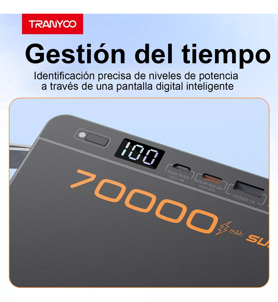 Power Bank 70000mah Batería Portátil 22.5w Carga Rápida MOD T-F17