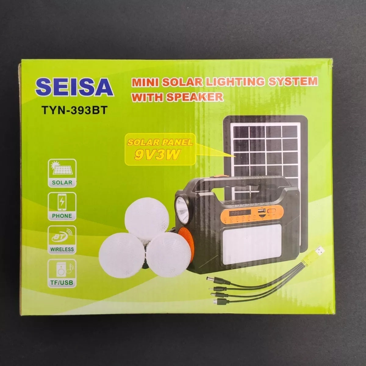 Kit Solar Multifuncional Portatil Parlante Radio FM Panel Solar TYN-393BT
