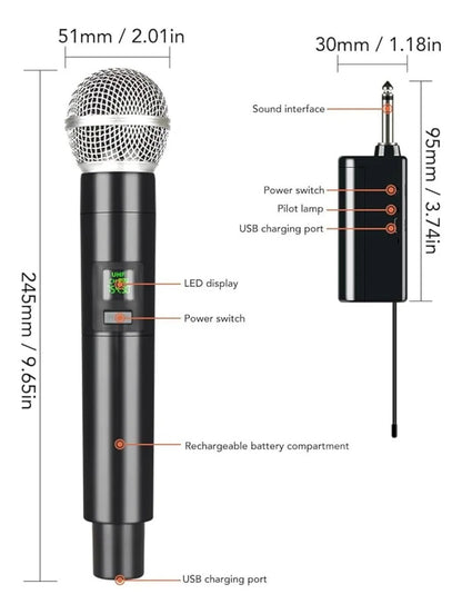 Micrófono Inalámbrico Recargable Profesional Wireless - MOD: GE5-1