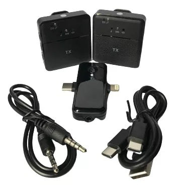 Micrófono Inalámbrico Solapero DUAL  3 en 1 Tipo C, iPhone y 3.5 mm - MOD: SX31