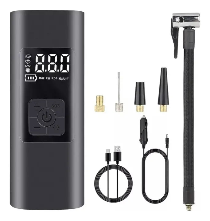 Compresor Aire Portátil Seisa 150psi Linterna Led Negro - AF-C04