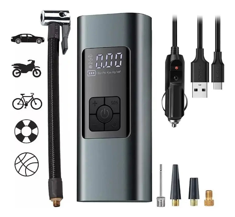 Compresor Aire Portátil Seisa 150psi Linterna Led Negro - AF-C04