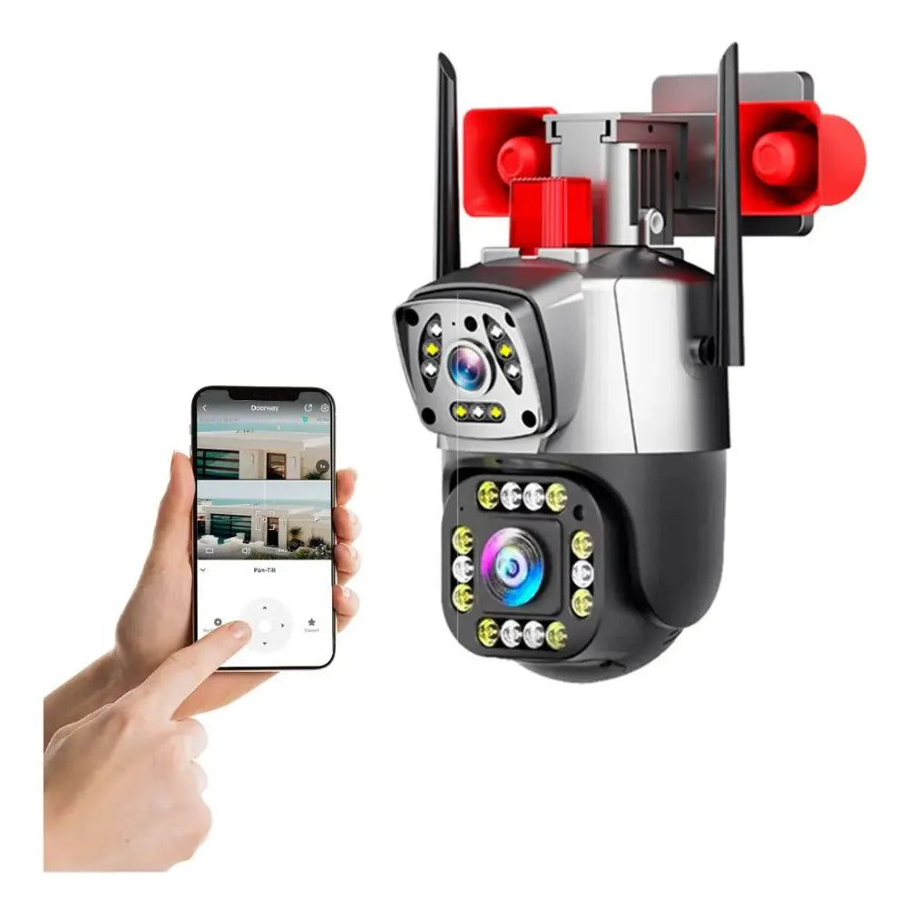 CAMARA WIFI 360° IP66 CON DOBLE LENTE Y DOBLE BOCINA - 830H-2W