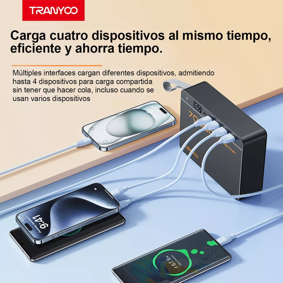 Power Bank 70000mah Batería Portátil 22.5w Carga Rápida MOD T-F17
