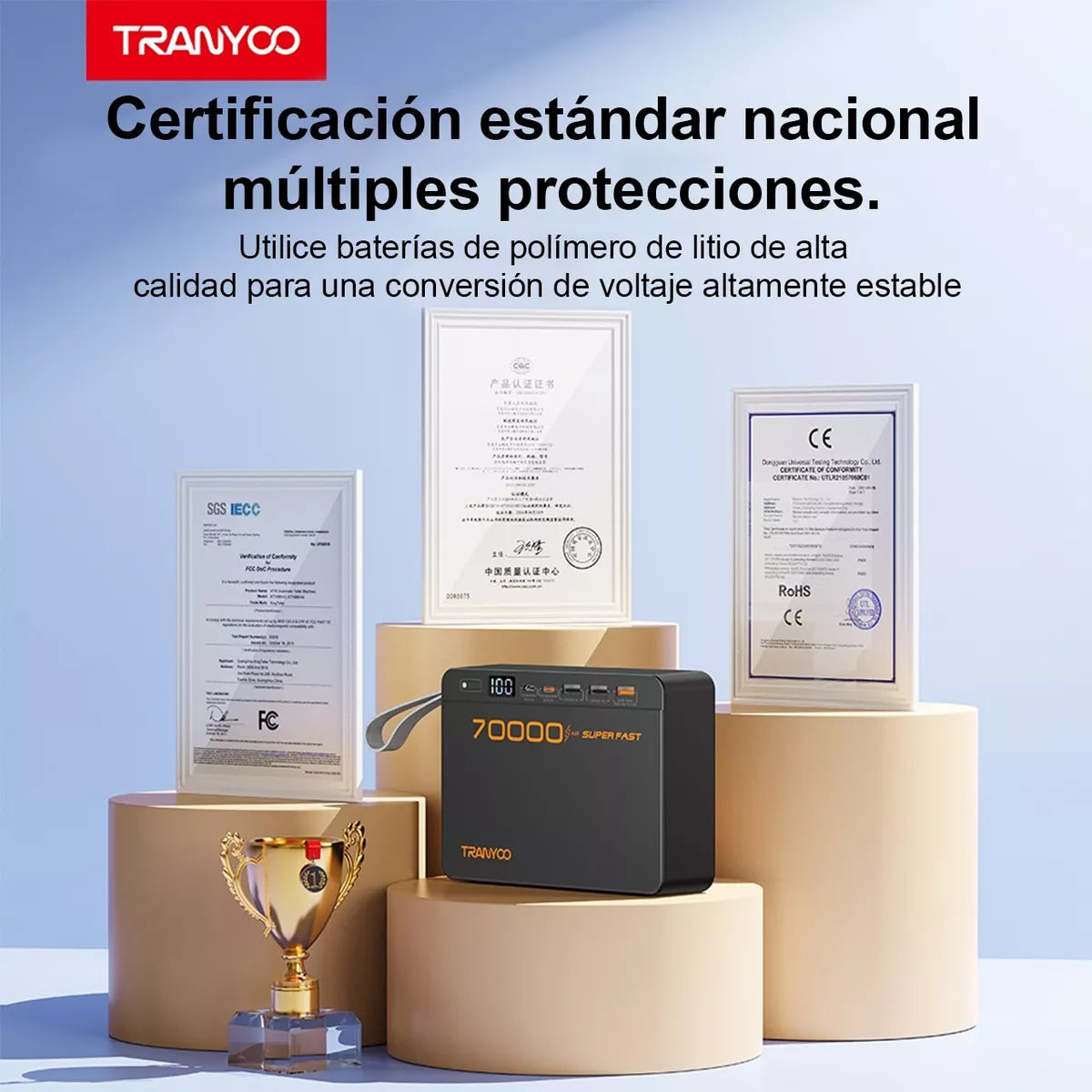 Power Bank 70000mah Batería Portátil 22.5w Carga Rápida MOD T-F17