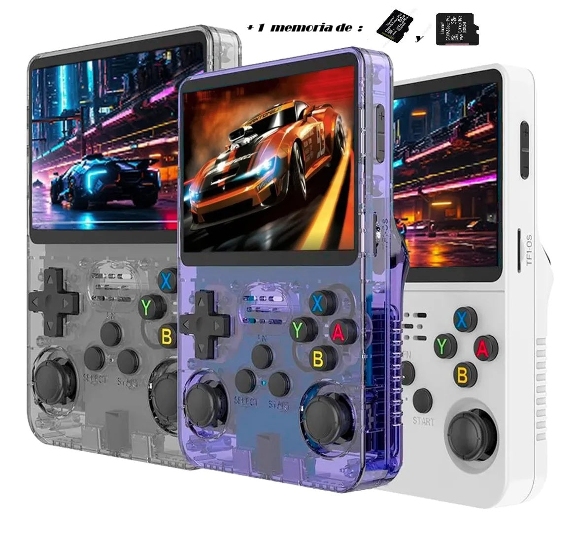 Consola Portatil de Video Juegos Retro R36S  con memoria de 64 GB y 32 colores negro,morado,blanco