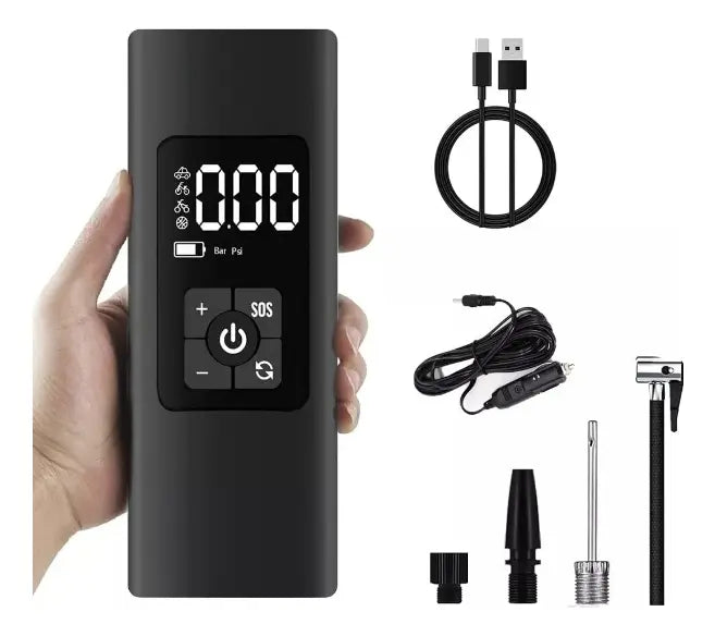 Compresor Aire Portátil Seisa 150psi Linterna Led Negro - AF-C04