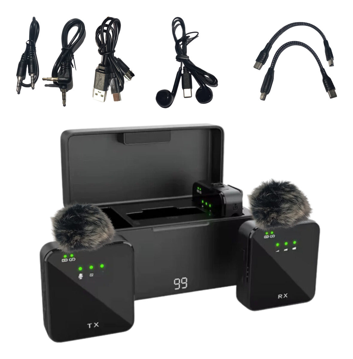 Micrófono Inalámbrico Solapero Dual 4 en 1 SX63-FE-265