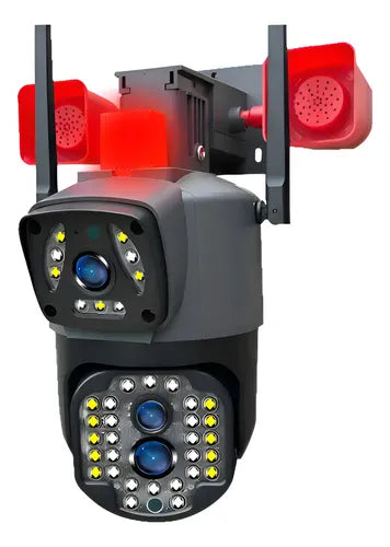 Cámara Seguridad Doble Lente con Bocina Alarma 4MP IP Wifi - LT-Q8