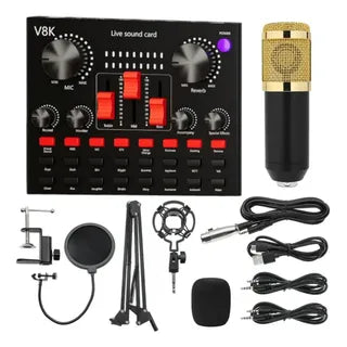 Kit de Micrófono Condensador Profesional Consola Tarjeta De Sonido Audio - MOD: PP11645