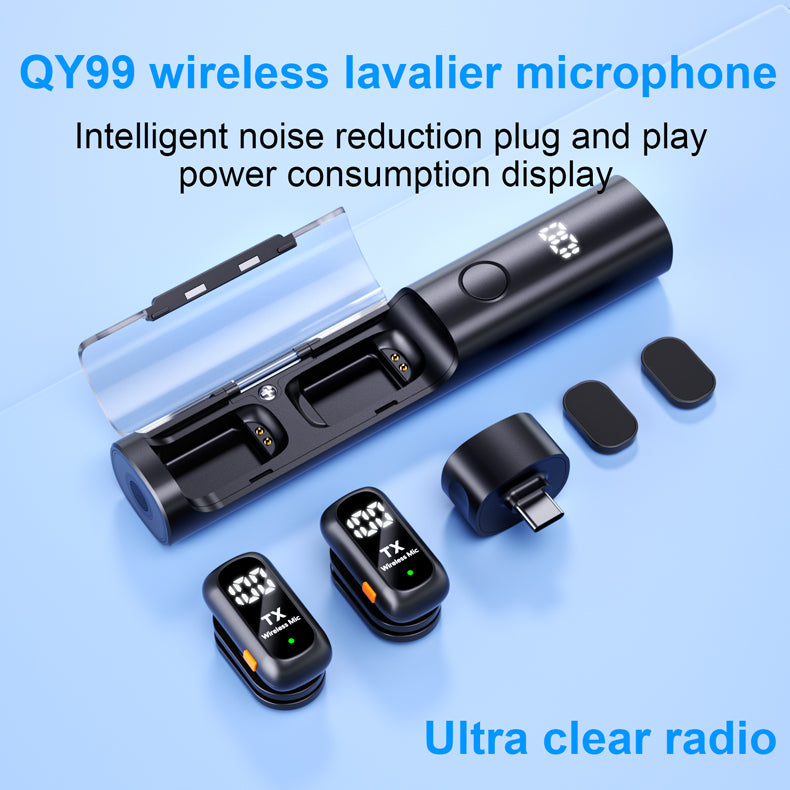 Micrófono Inalámbrico con Clip, Dinámico, Multimodo, de Escritorio y de Mano, con Conector Tipo C y Reducción de Ruido QY99 - PD18011
