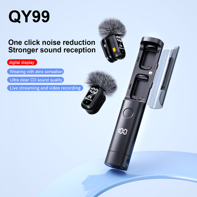 Micrófono Inalámbrico con Clip, Dinámico, Multimodo, de Escritorio y de Mano, con Conector Tipo C y Reducción de Ruido QY99 - PD18011