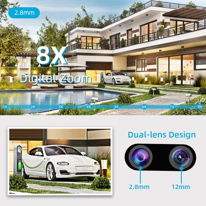Cámara IP Seguridad al Aire Libre 8X Zoom 8MP PTZ Lente Dual - MOD: A20 - App: iCSee