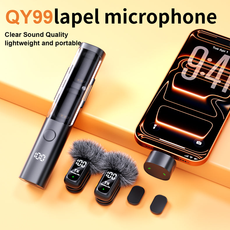 Micrófono Inalámbrico con Clip, Dinámico, Multimodo, de Escritorio y de Mano, con Conector Tipo C y Reducción de Ruido QY99 - PD18011