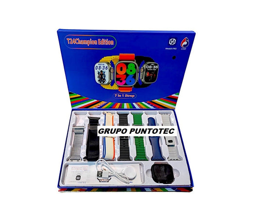 Smart Watch NEGRO Bluetooth llamadas frecuencias - 7 Correas colores MOD - T24