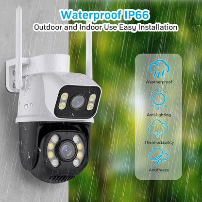 Cámara IP A28B Wifi Ptz Doble Lente 360 Exterior Sirenas Alarma 7MP - App: iCSee