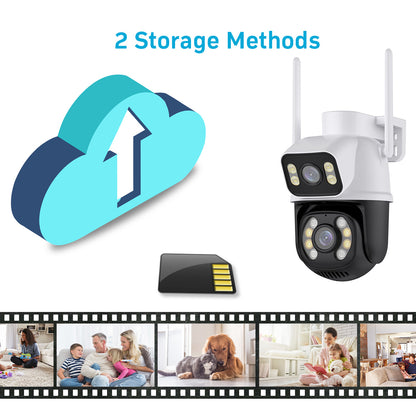 Cámara IP A28B Wifi Ptz Doble Lente 360 Exterior Sirenas Alarma 7MP - App: iCSee