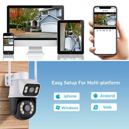 Cámara IP A28B Wifi Ptz Doble Lente 360 Exterior Sirenas Alarma 7MP - App: iCSee