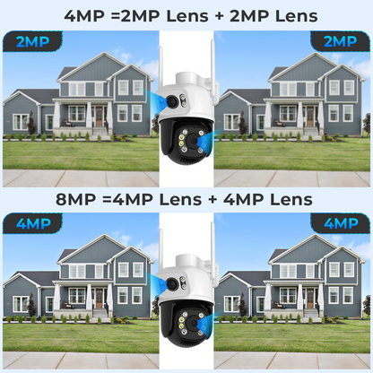 Cámara IP A28B Wifi Ptz Doble Lente 360 Exterior Sirenas Alarma 7MP - App: iCSee