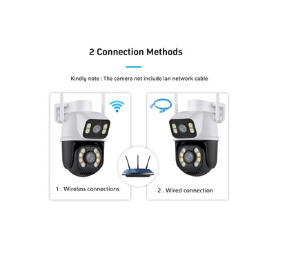 Cámara IP A28B Wifi Ptz Doble Lente 360 Exterior Sirenas Alarma 7MP - App: iCSee