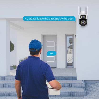 Cámara IP A28B Wifi Ptz Doble Lente 360 Exterior Sirenas Alarma 7MP - App: iCSee
