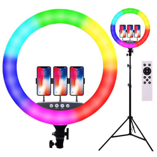 Aro De Luz Rgb Multicolor 45 Cm Profesional Con Trípode 2.10m - MY-7183