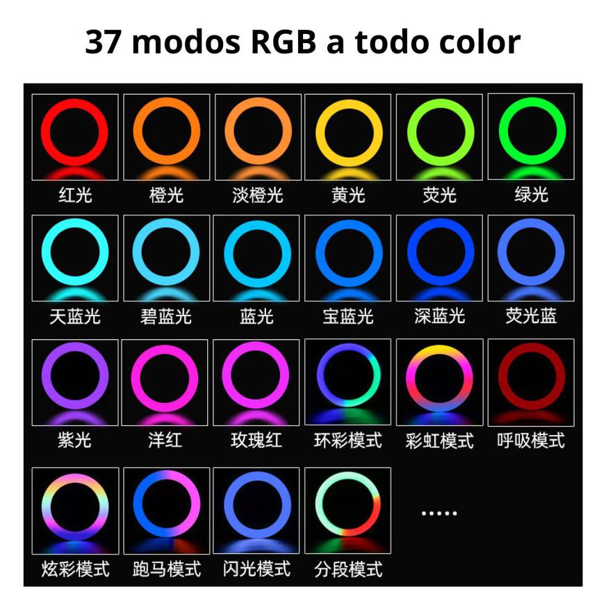 Aro De Luz Rgb Multicolor 45 Cm Profesional Con Trípode 2.10m - MY-7183