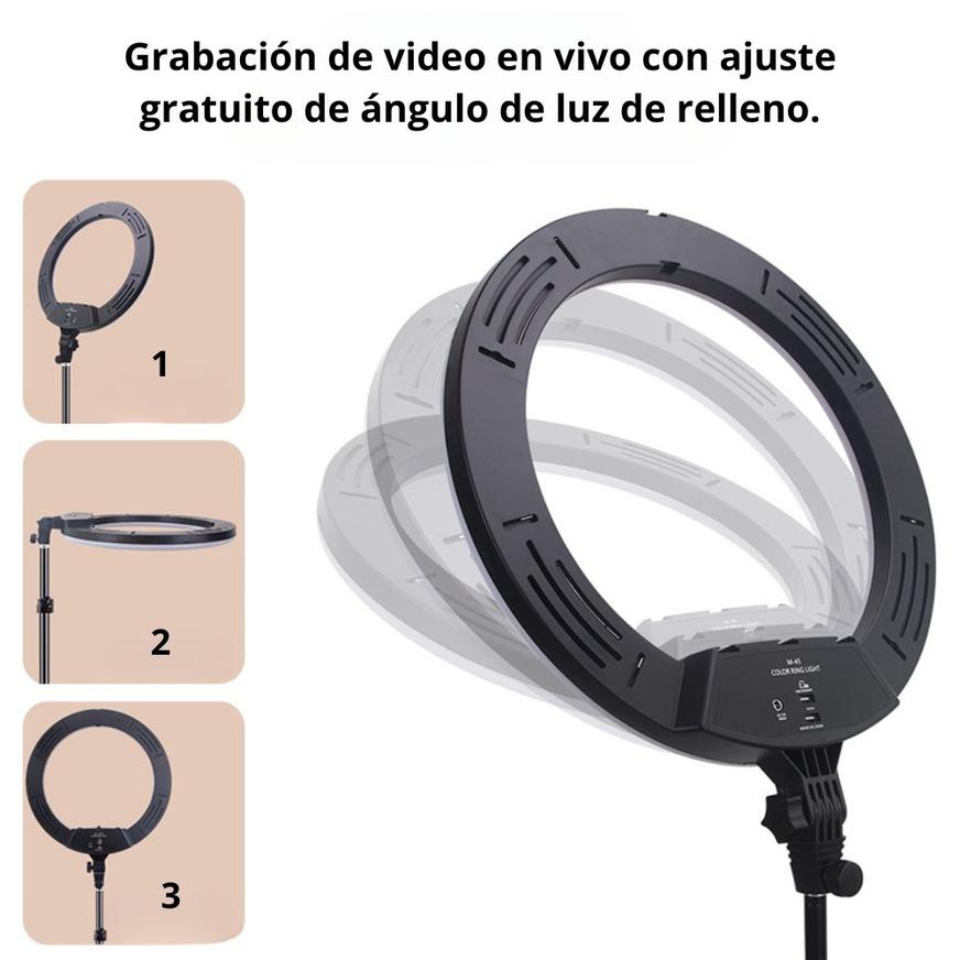 Aro De Luz Rgb Multicolor 45 Cm Profesional Con Trípode 2.10m - MY-7183