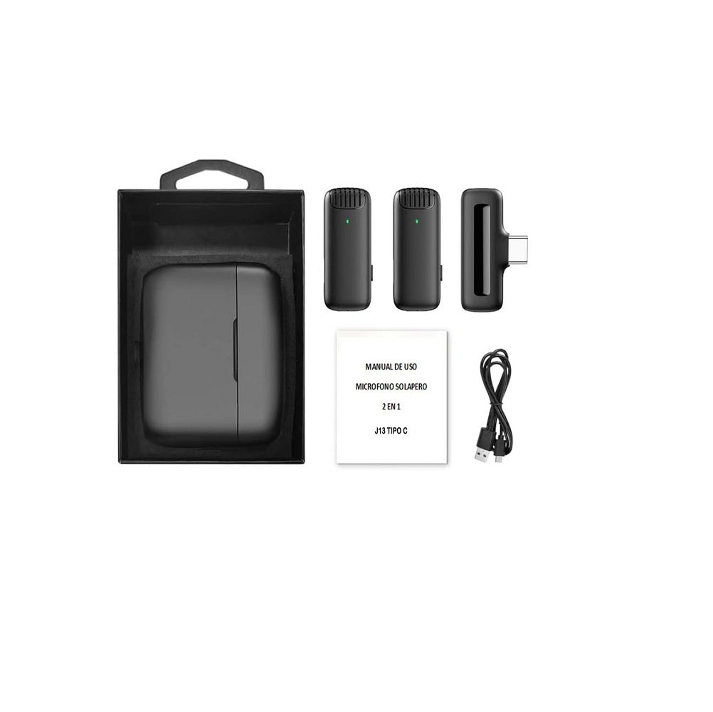 Micrófonos Inalámbricos Solaperos Dual con cargador portátil - J13-TC
