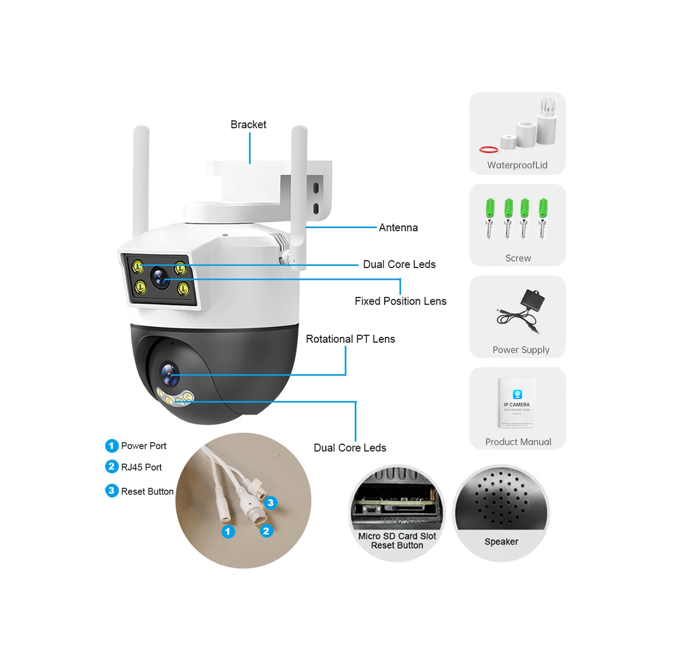 Cámara de vigilancia PTZ con Doble Lente para exteriores - IPC-ZAS06