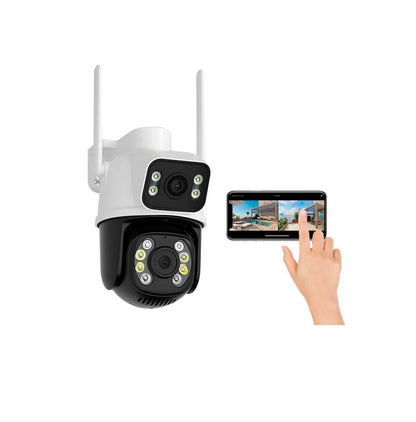 Cámara IP A28B Wifi Ptz Doble Lente 360 Exterior Sirenas Alarma 7MP - App: iCSee