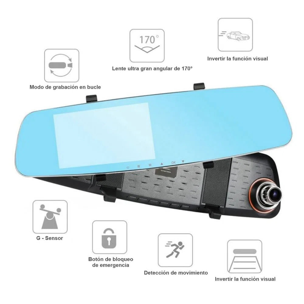 Espejo Retrovisor DVR CD-D3 con Cámara Doble Visión