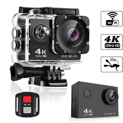 Cámara Deportiva de acción 4k 16 Mp Wifi Acuático Deportes Videos Color NEGRO MOD SQ-Y03
