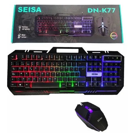 Kit Teclado Mouse Sei Gamer Retroiluminado RGB MODELO DN-K77