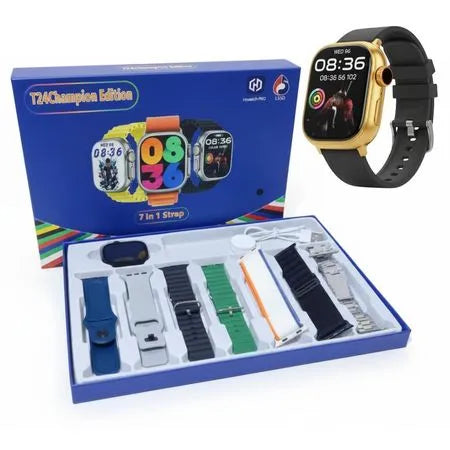 Smart Watch DORADO Bluetooth llamadas frecuencias - 7 Correas colores MOD - T24